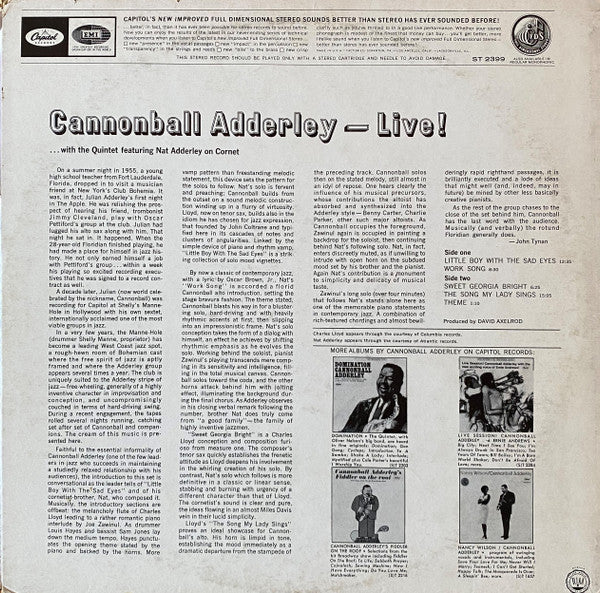 Cannonball Adderley ~ Cannonball Adderley - Live! (Vinyl) - Djungel & Jazz