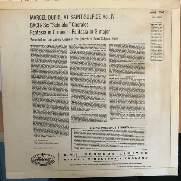 Marcel Dupré ~ Marcel Dupré At Saint-Sulpice Volume 4 (Vinyl) - Djungel & Jazz