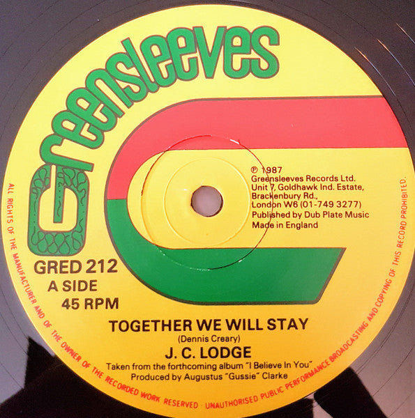 JC Lodge : Together We Will Stay (12")