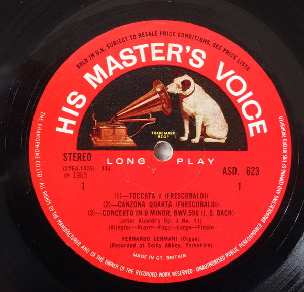 Girolamo Frescobaldi, Johann Sebastian Bach, Fernando Germani ~ Organ Recital At Selby Abbey, Yorkshire [No.3] (Vinyl) - Djungel & Jazz