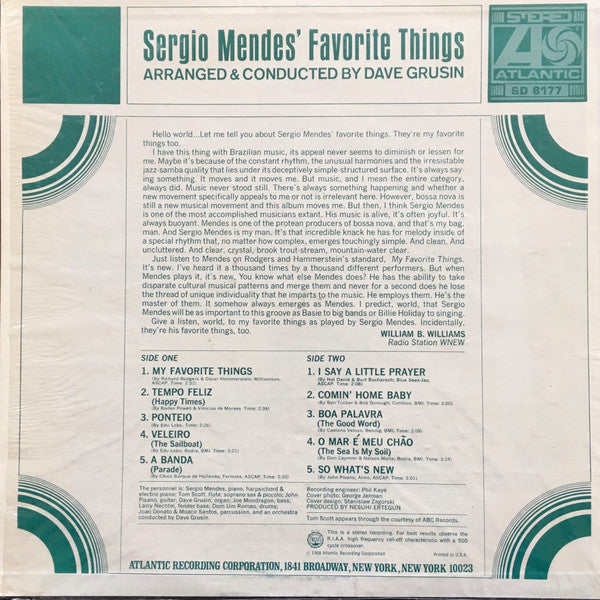 Sergio Mendes ~ Sergio Mendes&#039; Favorite Things (Vinyl) - Djungel & Jazz