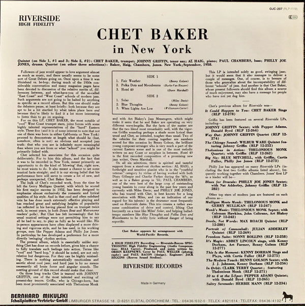 Chet Baker ~ In New York (Vinyl) - Djungel & Jazz