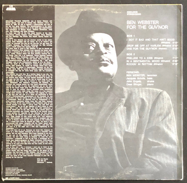 Ben Webster : For The Guv'nor (LP, Album)