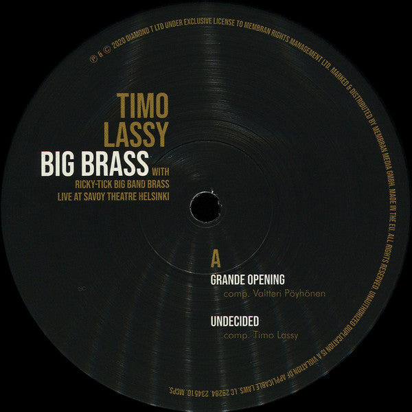 Timo Lassy With Ricky-Tick Big Band Brass ~ Big Brass (Live At Savoy Theatre Helsinki) (Vinyl) - Djungel & Jazz