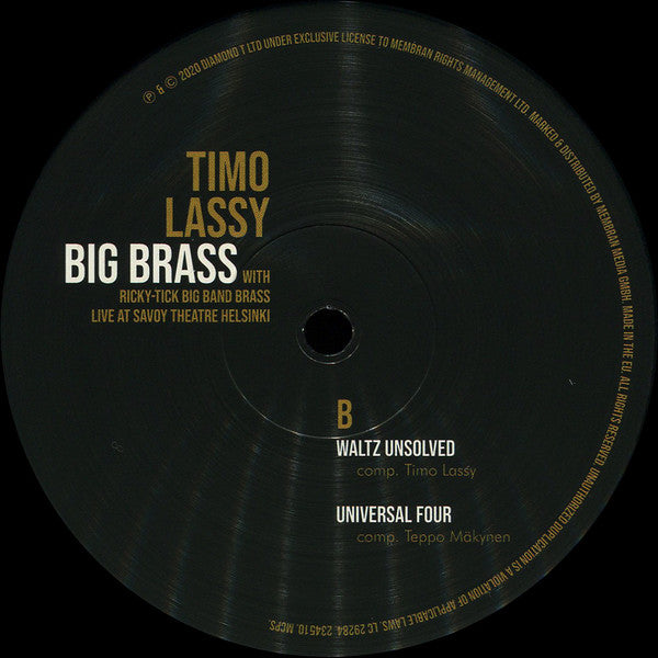 Timo Lassy With Ricky-Tick Big Band Brass ~ Big Brass (Live At Savoy Theatre Helsinki) (Vinyl) - Djungel & Jazz