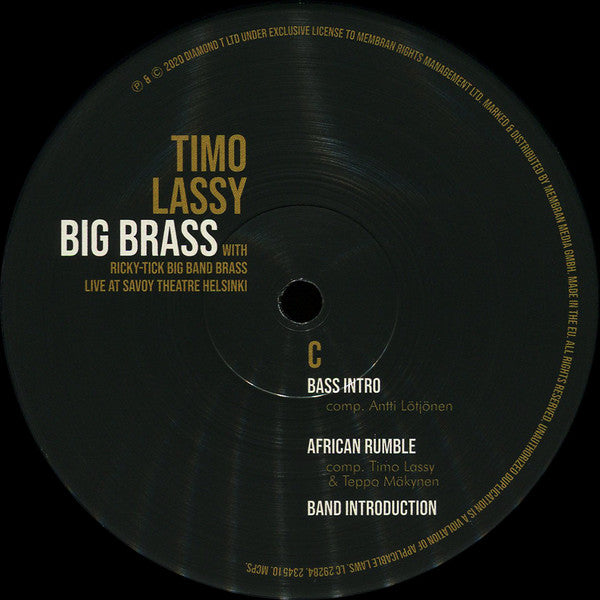 Timo Lassy With Ricky-Tick Big Band Brass ~ Big Brass (Live At Savoy Theatre Helsinki) (Vinyl) - Djungel & Jazz