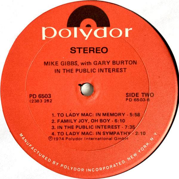 Mike Gibbs & Gary Burton ~ In The Public Interest (Vinyl) - Djungel & Jazz