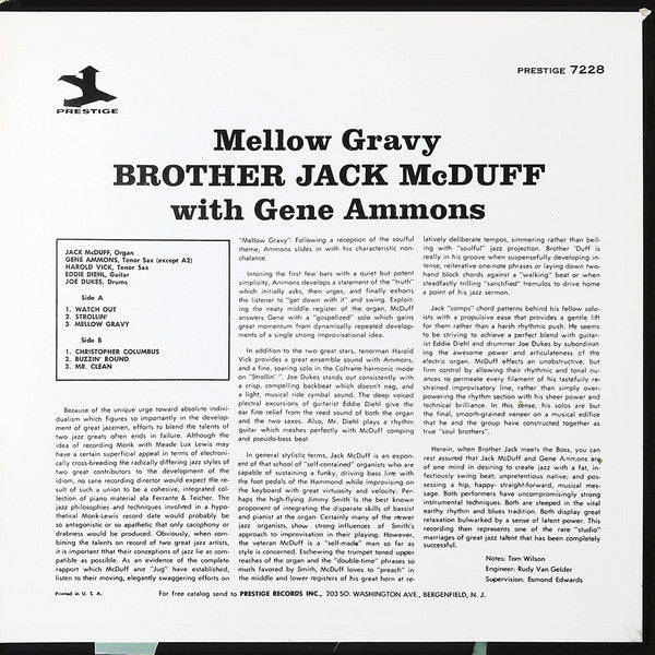 Brother Jack McDuff With Gene Ammons ~ Mellow Gravy (Vinyl) - Djungel & Jazz