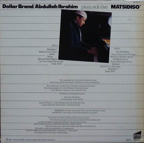 Abdullah Ibrahim / Dollar Brand ~ Matsidiso (Vinyl) - Djungel & Jazz