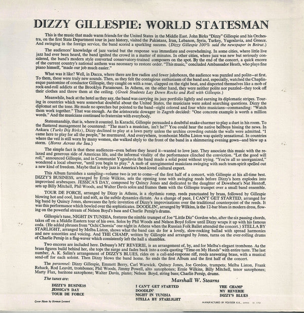 Dizzy Gillespie ~ World Statesman (Vinyl) - Djungel & Jazz