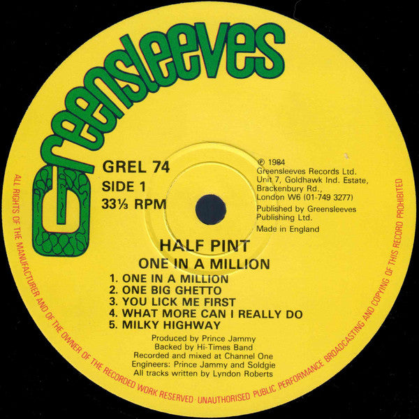 Half Pint (3) : One In A Million (LP, Album)