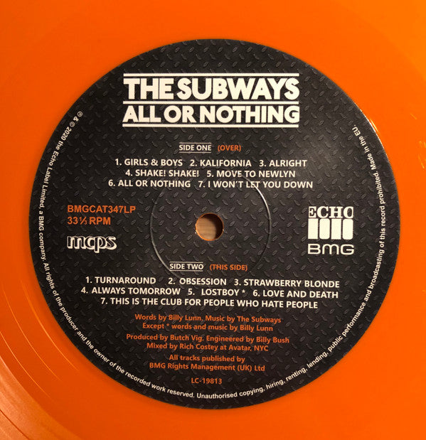 The Subways ~ All Or Nothing (Vinyl) - Djungel & Jazz