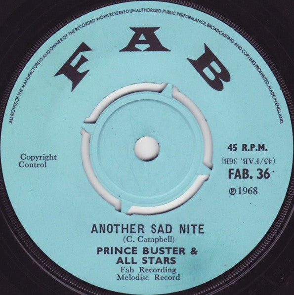 Prince Buster's All Stars : The Glory Of Love / Another Sad Nite (7", Single)