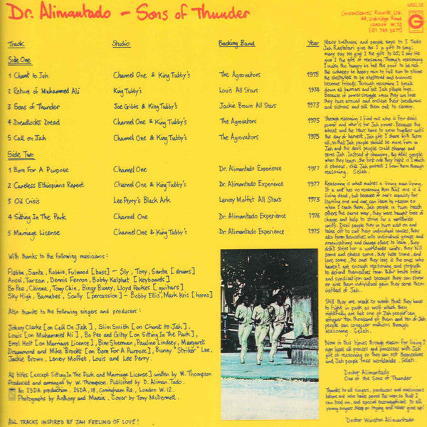 Dr. Alimantado : Sons Of Thunder (LP, Album, Comp)