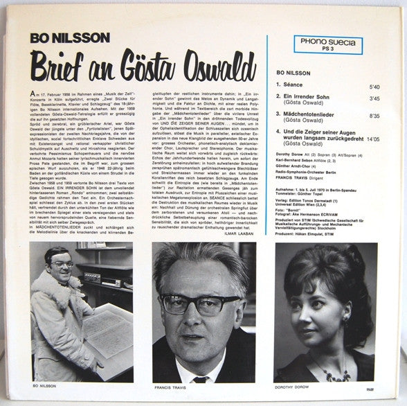 Bo Nilsson ~ Brief An Gösta Oswald (Vinyl) - Djungel & Jazz