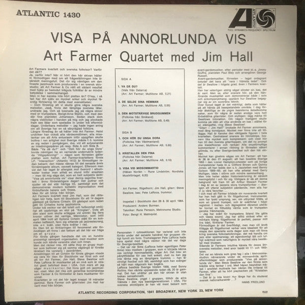 Art Farmer Quartet med Jim Hall ~ Visa på annorlunda vis (Vinyl) - Djungel & Jazz