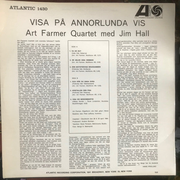 Art Farmer Quartet med Jim Hall : Visa på annorlunda vis (LP, Album)
