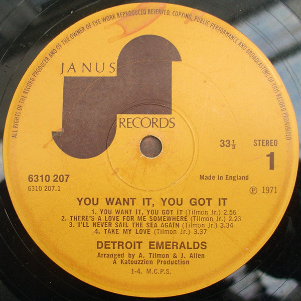 Detroit Emeralds : You Want It, You Got It (LP, Album)