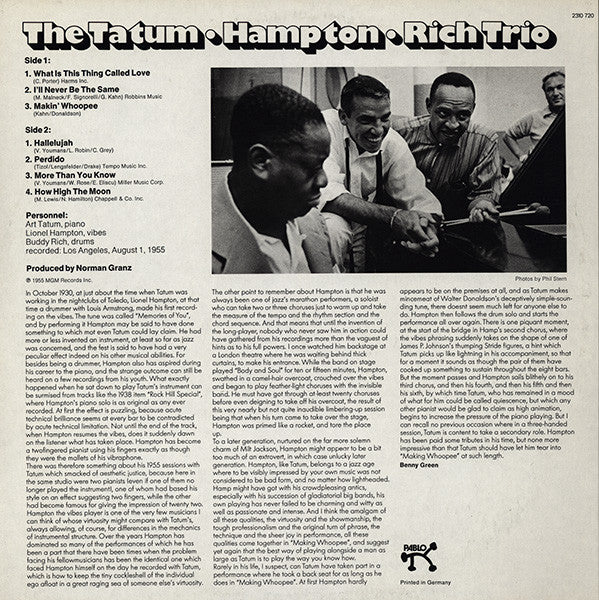 The Tatum • Hampton • Rich Trio* : The Tatum • Hampton • Rich Trio (LP, Album, Mono)