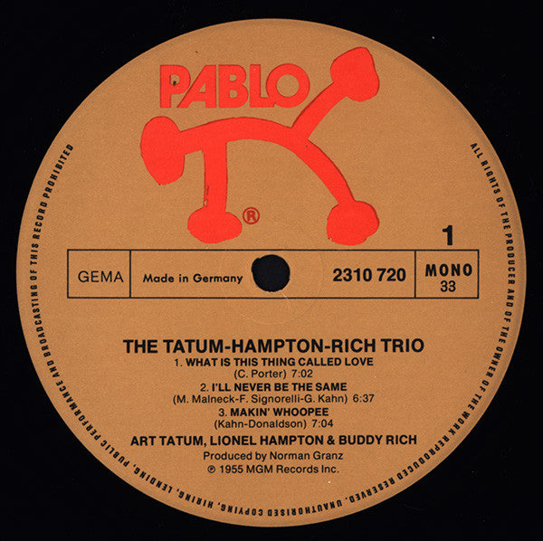 The Tatum • Hampton • Rich Trio* : The Tatum • Hampton • Rich Trio (LP, Album, Mono)