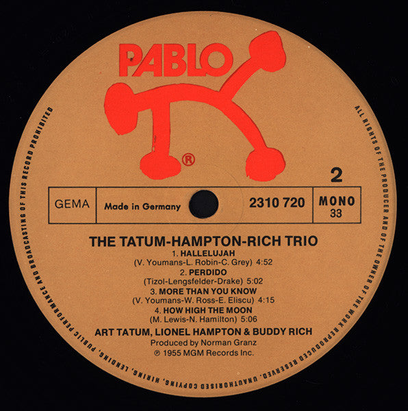 The Tatum • Hampton • Rich Trio* : The Tatum • Hampton • Rich Trio (LP, Album, Mono)