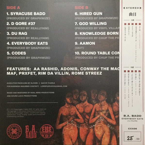 B.A. Badd : Everybody Eats (1st plate) (12", Album, Ltd, Num, OBI)