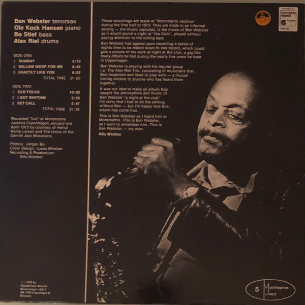 Ben Webster ~ My Man - Live At Montmartre 1973 (Vinyl) - Djungel & Jazz