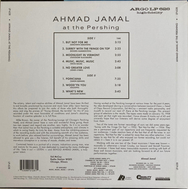 Ahmad Jamal Trio ~ Ahmad Jamal At The Pershing (Vinyl) - Djungel & Jazz