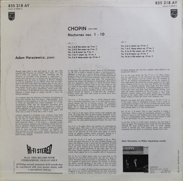 Frédéric Chopin, Adam Harasiewicz ~ Nocturnes I (Vinyl) - Djungel & Jazz