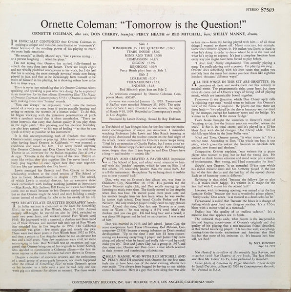 Ornette Coleman ~ Tomorrow Is The Question! (Vinyl) - Djungel & Jazz