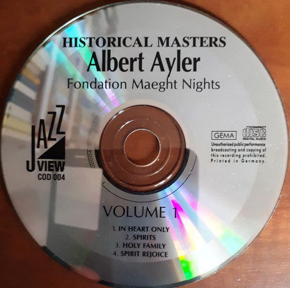 Albert Ayler ~ Fondation Maeght Nights - Volume 1 (Vinyl) - Djungel & Jazz