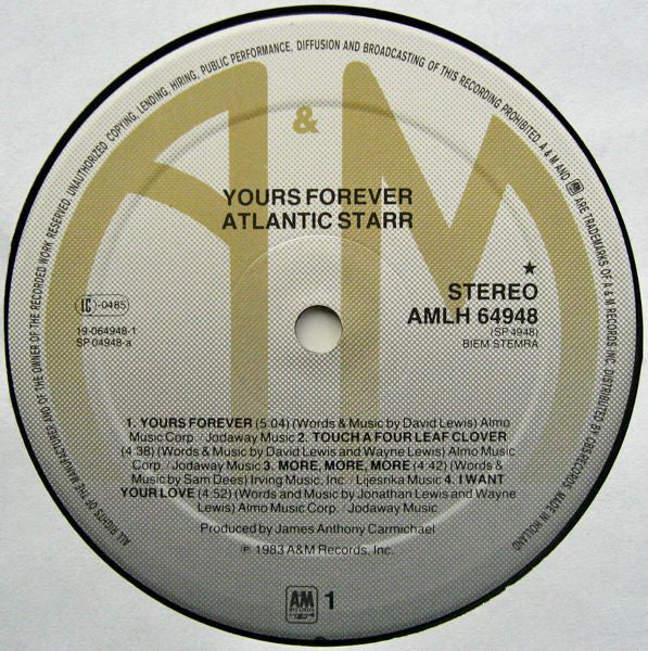 Atlantic Starr ~ Yours Forever (Vinyl) - Djungel & Jazz