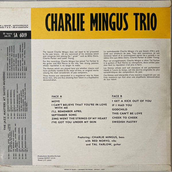 The Charlie Mingus Trio With Tal Farlow, Red Norvo ~ The Charlie Mingus Trio With Tal Farlow, Red Norvo (Vinyl) - Djungel & Jazz