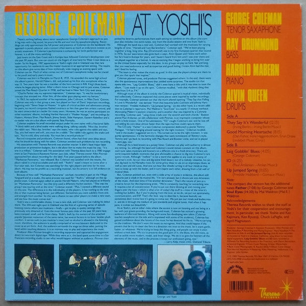 George Coleman ~ George Coleman At Yoshi's (Vinyl) - Djungel & Jazz