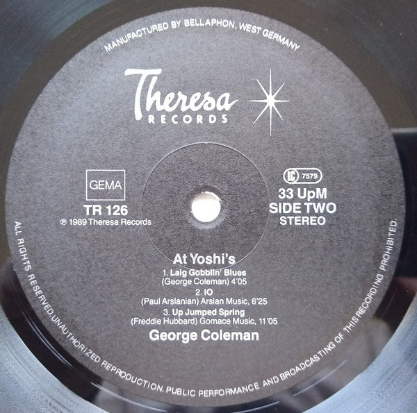 George Coleman ~ George Coleman At Yoshi's (Vinyl) - Djungel & Jazz