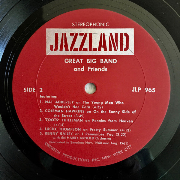 Nat Adderley, Coleman Hawkins, Lucky Thompson, The Harry Arnold Orchestra ~ Great Big Band And Friends (Vinyl) - Djungel & Jazz