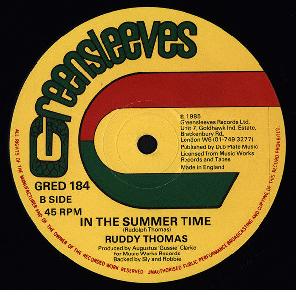 Ruddy Thomas & J. C. Lodge* / Ruddy Thomas : Time For Love / In The Summer Time (12")