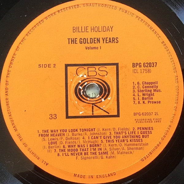 Billie Holiday ~ The Golden Years Volume One (Vinyl) - Djungel & Jazz