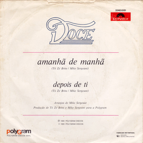 Doce ~ Amanhã De Manhã (Vinyl) - Djungel & Jazz