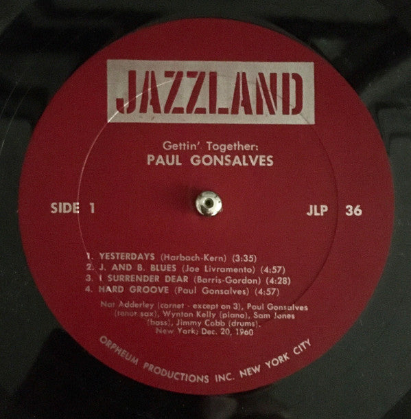 Paul Gonsalves ~ Gettin' Together (Vinyl) - Djungel & Jazz