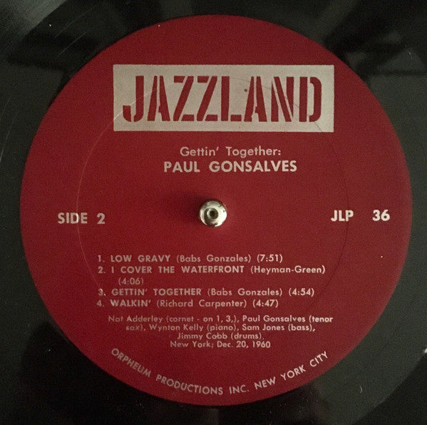 Paul Gonsalves ~ Gettin' Together (Vinyl) - Djungel & Jazz