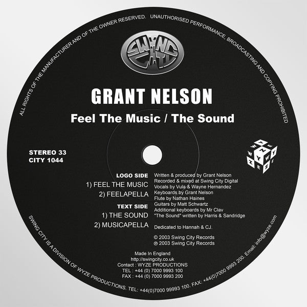 Grant Nelson ~ Feel The Music / The Sound (Vinyl) - Djungel & Jazz