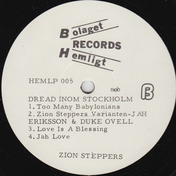 Zion Steppers : Dread Inom Stockholm (LP, Album)