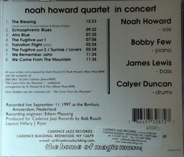 Noah Howard Quartet ~ In Concert (Vinyl) - Djungel & Jazz