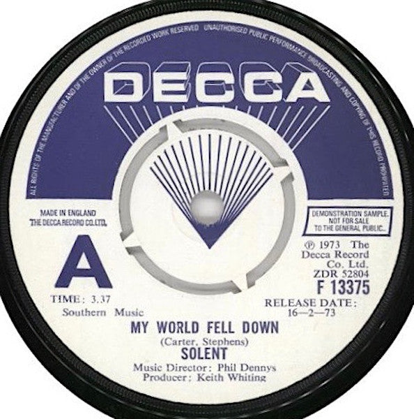 Solent : My World Fell Down  (7", Single, Promo)