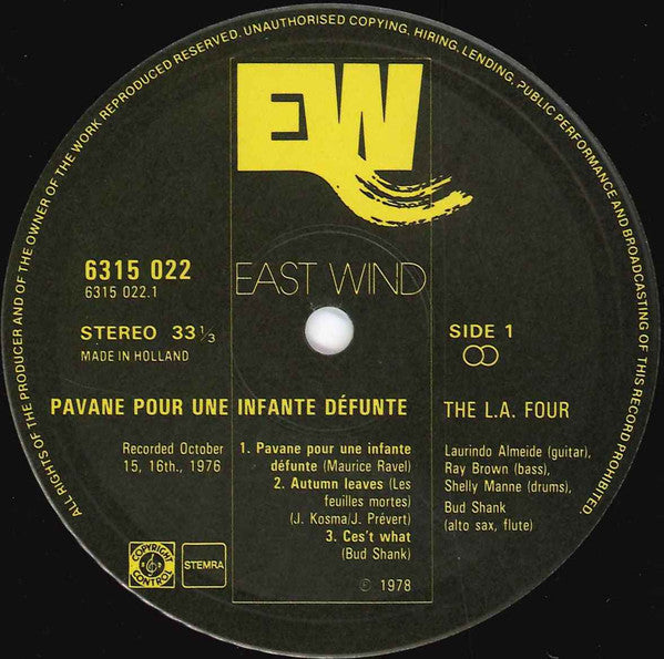 The L•A•4 ~ Pavane Pour Une Infante Défunte (Vinyl) - Djungel & Jazz