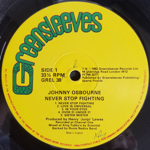 Johnny Osbourne : Never Stop Fighting (LP, Album)