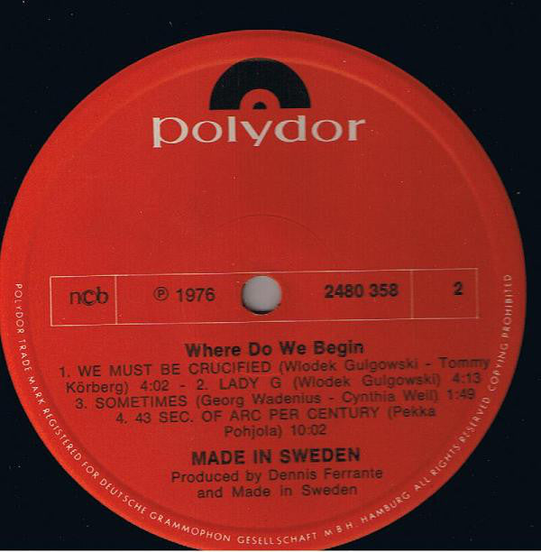 Made In Sweden ~ Where Do We Begin (Vinyl) - Djungel & Jazz