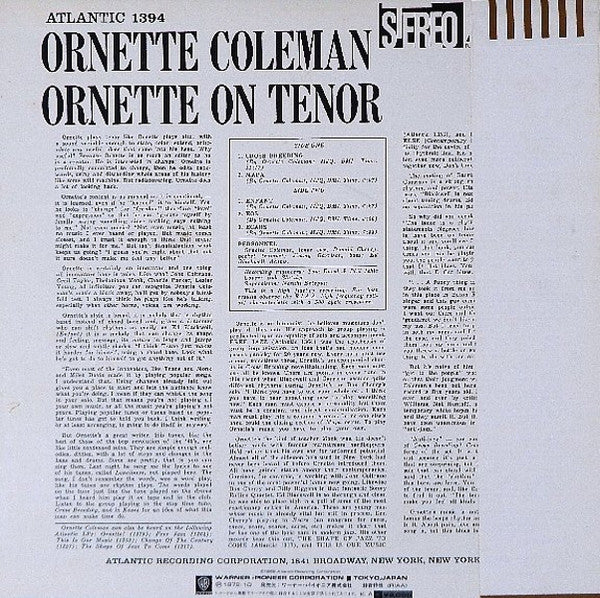 Ornette Coleman : Ornette On Tenor (LP, Album, RE)