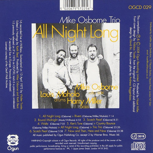 Mike Osborne Trio ~ All Night Long (The Willisau Concert) (Vinyl) - Djungel & Jazz